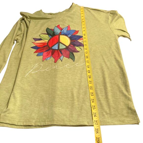 Sunflower Rainbow Peace Green Long-Sleeve T-Shirt Size XL EUC - Picture 8 of 10